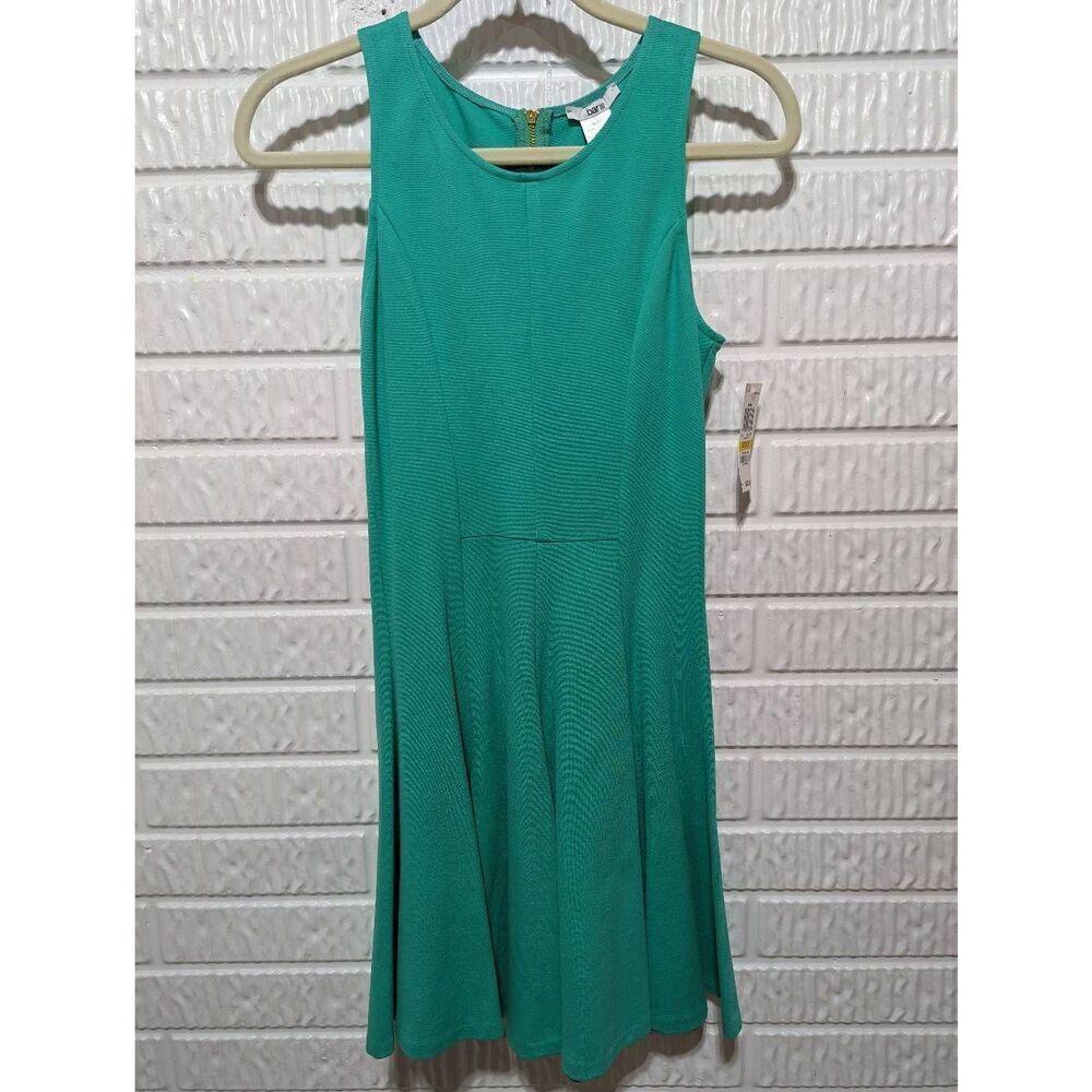 Bar III Women's Green Knit Sleeveless Stretch Fit & Flare Dress Medium NWT